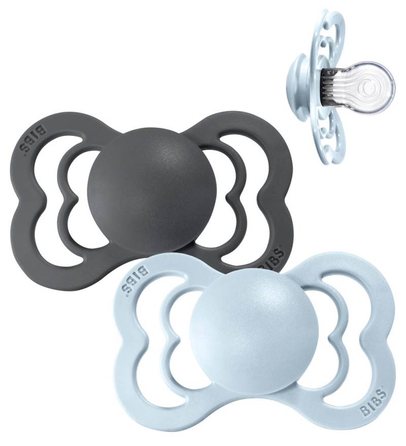 BIBS Supreme+ Schnuller - Gr. 1 - 2er-Pack - Symmetrisch - Iron/ - BIBS - 0-6 mt - Schnuller von BIBS