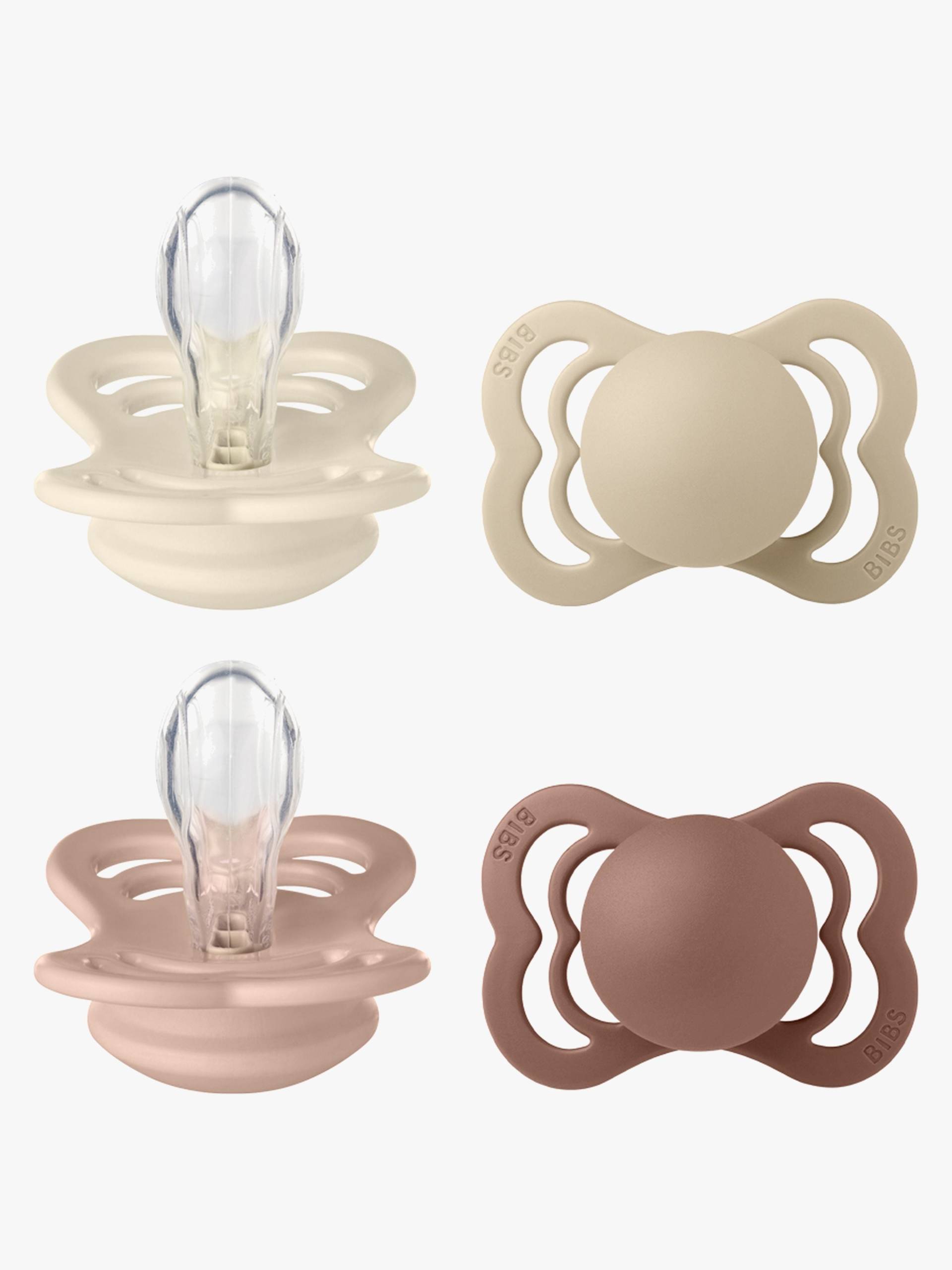 BIBS Supreme Schnuller 4er-Pack Silikon Gr. 1, Ivory/Vanilla/Blush/Woodchuck von BIBS