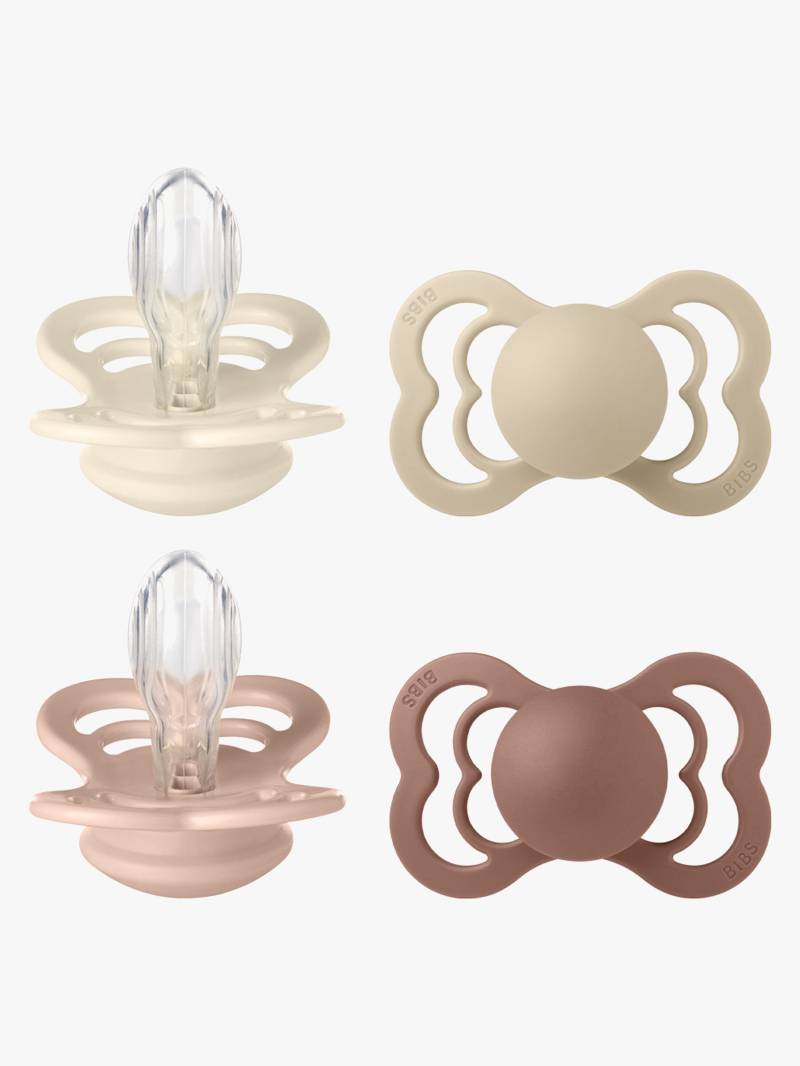 BIBS Supreme Schnuller 4er-Pack Silikon Gr. 2, Ivory/Vanilla/Blush/Woodchuck von BIBS