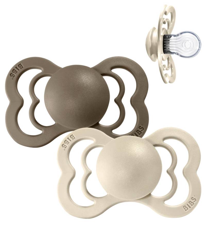 Bibs Supreme Schnuller - Gr. 1 - Silikon - Vanilla & Dark Oak - BIBS - 0-6 mt - Schnuller von BIBS