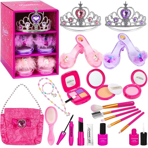 BIBUTY Make-up-Set für Mädchen, Prinzessinnenschuhe zum Anziehen, Simulationsset für Mädchen, Spielzeug für Mädchen mit Prinzessinnen-Schuhen, Kronen, Tasche für Mädchen, violett/rosa BIBUTY Make-up-Set für Mädchen, Prinzessinnenschuhe zum Anziehen, Simulationsset für Mädchen, Spielzeug für Mädchen mit Prinzessinnen-Schuhen, Kronen, Tasche für Mädchen, violett/rosa von BIBUTY