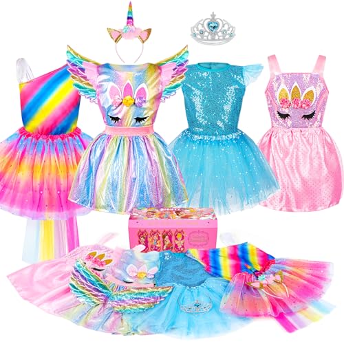 Prinzessin Dress Up Kleidung für kleine Mädchen Prinzessin Kleider, Spielen Dress Up Prinzessin Kostüm Set Spielzeug Geschenk für 3-6 kleine Mädchen von BIBUTY