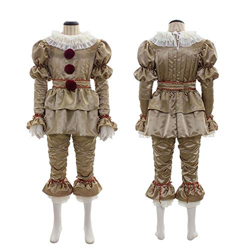 Halloween Erwachsene Unisex Party Performance Kostüm Karneval Frauen Uniform Männer Clown 8-teiliges Anzug Set (Gold, S) von BICOPU