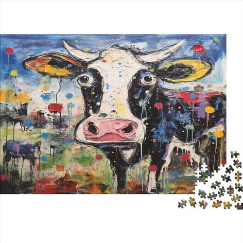 Abstrakte Kunst, Kuh Puzzle 1000 Teile,für Erwachsene, Impossible Puzzle,farbenfrohes Legespiel,Geschicklichkeitsspiel Für Die Ganze Familie,Erwachsenenpuzzle Puzzel 1000pcs (75x50cm) von BIDLEAHDV