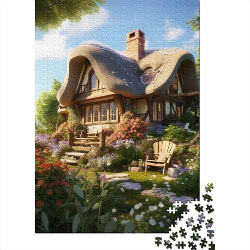 Bergdorf Hütte Puzzle 1000-teilige Schwer Puzzle Spielzeug Lernspiel Impossible Herausforderung Spielzeug Für Erwachsene Und Kinder Ab 12 Jahren 1000pcs (75x50cm) von BIDLEAHDV