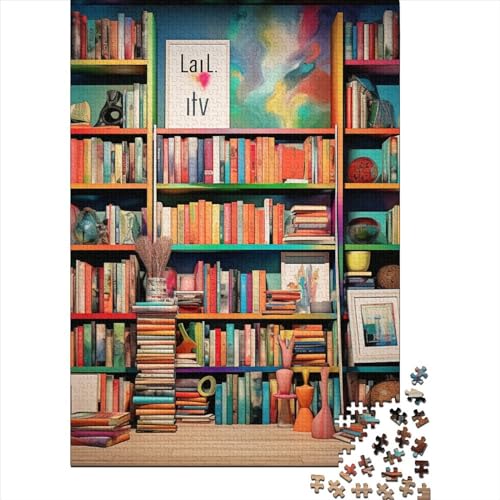 Bücherschrank Puzzles 1000 Teile Schwer Puzzle Spielzeug Lernspiel Impossible Herausforderungsspielzeug Für Erwachsene Und Kinder Ab 14 Jahren 1000pcs (75x50cm) von BIDLEAHDV