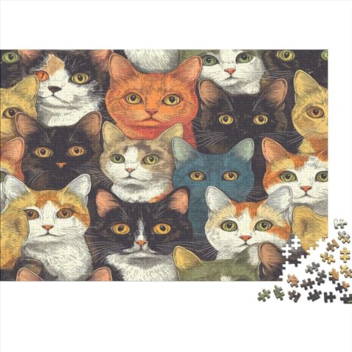 Cute Kat Puzzlespiel 1000 Teile Für Erwachsene, Einzigartige Kunstwerke Und Vorlage - Geburtstagsgeschenk - Spaßige Puzzles Mit Überraschung Von Puzzle in A Bag Puzzel 1000pcs (75x50cm) von BIDLEAHDV