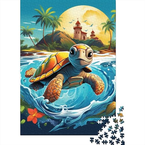Cute Schildkröte Tropical Strand Puzzle 1000 Teile Schwer Puzzle Spielzeug Pädagogisches Spiel Impossible Herausforderung Spielzeug Für Erwachsene Und Kinder Ab 12 Jahren 1000pcs (75x50cm) von BIDLEAHDV