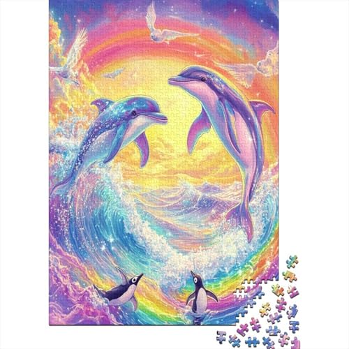 Delphin Puzzle 1000-teilige Schwer Puzzle Spielzeug Lernspiel Impossible Herausforderung Spielzeug Für Erwachsene Kinder 1000pcs (75x50cm) von BIDLEAHDV