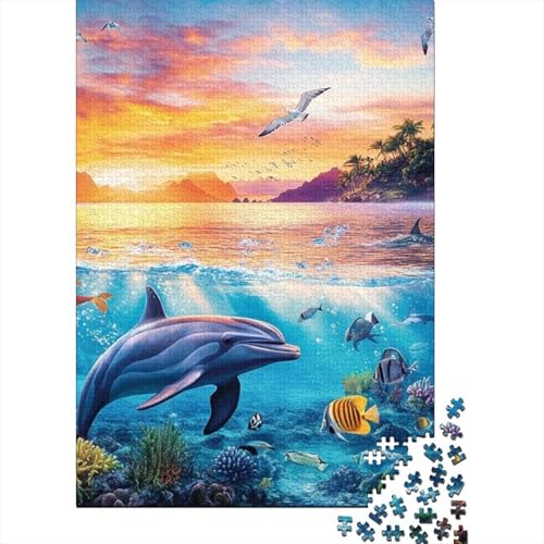 Delphin Puzzle 1000-teilige Schwer Puzzle Spielzeug Lernspiel Impossible Herausforderungsspielzeug Für Erwachsene Und Kinder Ab 14 Jahren 1000pcs (75x50cm) von BIDLEAHDV
