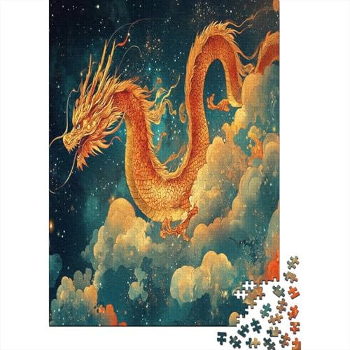 Drache Puzzle 1000-teilige Schwer Puzzle Spielzeug Pädagogisches Spiel Impossible Herausforderungsspielzeug Für Erwachsene Und Kinder Ab 14 Jahren 1000pcs (75x50cm) von BIDLEAHDV