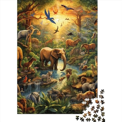Dschungeltiere Puzzle 1000-teilige Schwer Puzzle Spielzeug Lernspiel Impossible Herausforderungsspielzeug Für Erwachsene Und Kinder Ab 14 Jahren 1000pcs (75x50cm) von BIDLEAHDV