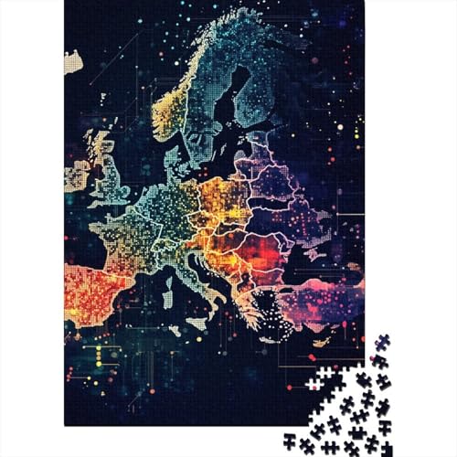 Europakarte Puzzle 1000 Teile Schwer Puzzle Spielzeug Lernspiel Impossible Herausforderungsspielzeug Für Erwachsene Und Kinder Ab 12 Jahren 1000pcs (75x50cm) von BIDLEAHDV