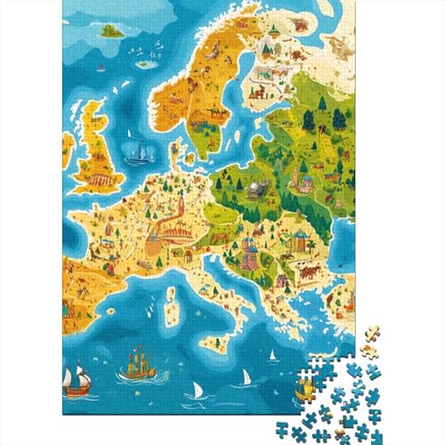Europakarte Puzzle 1000 Teile Schwer Puzzle Spielzeug Lernspiel Impossible Herausforderungsspielzeug Für Erwachsene Und Kinder Ab 14 Jahren 1000pcs (75x50cm) von BIDLEAHDV