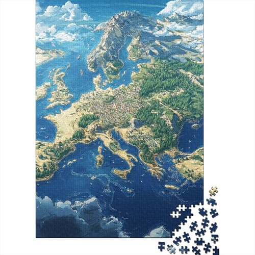 Europakarte Puzzle 1000-teilige Schwer Puzzle Spielzeug Lernspiel Impossible Herausforderungsspielzeug Für Erwachsene Und Kinder Ab 12 Jahren 1000pcs (75x50cm) von BIDLEAHDV