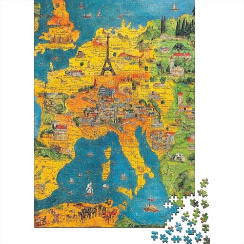 Europakarte Puzzle 1000-teilige Schwer Puzzle Spielzeug Pädagogisches Spiel Impossible Herausforderungsspielzeug Für Erwachsene Und Kinder Ab 12 Jahren 1000pcs (75x50cm) von BIDLEAHDV