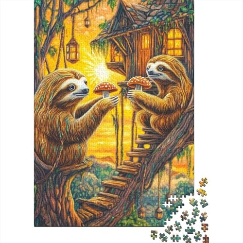 Faultier Puzzle 1000-teilige Schwer Puzzle Spielzeug Lernspiel Impossible Herausforderung Spielzeug Für Erwachsene Und Kinder in Bewährter 1000pcs (75x50cm) von BIDLEAHDV