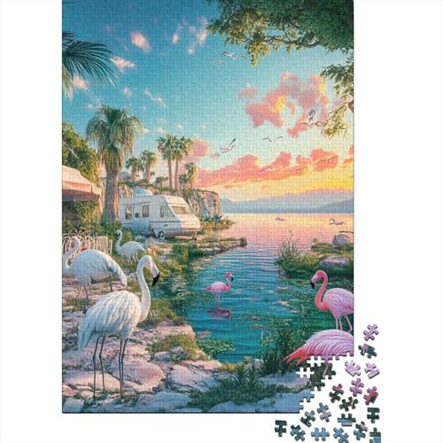 Flamingo Puzzles 1000 Teile Schwer Puzzle Spielzeug Lernspiel Impossible Herausforderungsspielzeug Für Erwachsene Und Kinder Ab 12 Jahren 1000pcs (75x50cm) von BIDLEAHDV