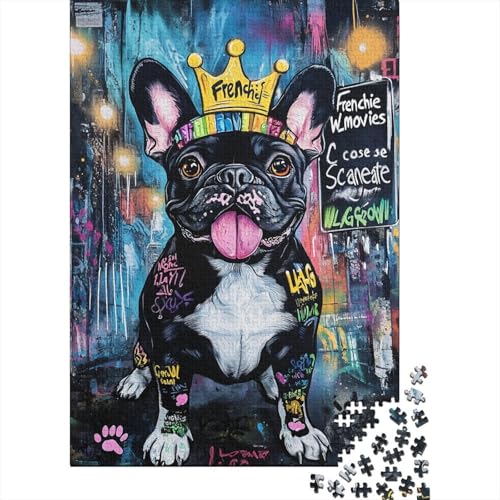 French BullHund Puzzle 1000-teilige Schwer Puzzle Spielzeug Pädagogisches Spiel Impossible Herausforderung Spielzeug Für Erwachsene Und Kinder in Bewährter 1000pcs (75x50cm) von BIDLEAHDV