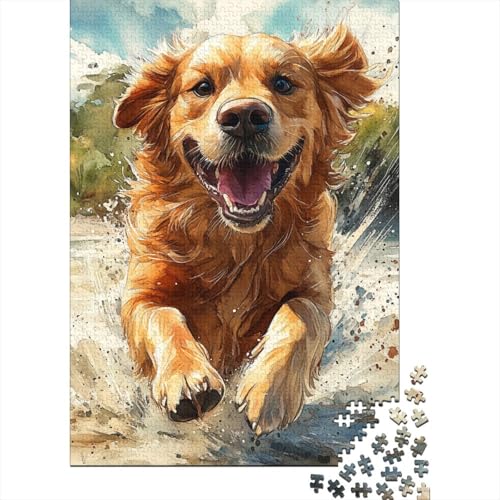 Golden Retriever Puzzles 1000 Teile Schwer Puzzle Spielzeug Pädagogisches Spiel Impossible Herausforderung Spielzeug Für Erwachsene Und Kinder Ab 14 Jahren 1000pcs (75x50cm) von BIDLEAHDV