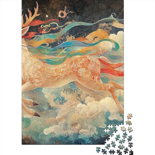 Hirsch Gott Puzzles 1000 Teile Schwer Puzzle Spielzeug Lernspiel Impossible Herausforderung Spielzeug Für Erwachsene Und Kinder in Bewährter 1000pcs (75x50cm) von BIDLEAHDV