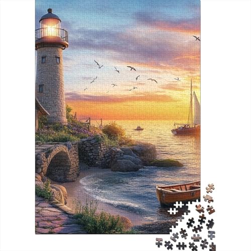 Küste Leuchtturm Puzzles 1000 Teile Schwer Puzzle Spielzeug Pädagogisches Spiel Impossible Herausforderungsspielzeug Für Erwachsene Kinder 1000pcs (75x50cm) von BIDLEAHDV