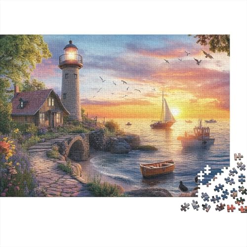 Leuchtturm an der Küste Puzzle 1000 Teile Puzzle Für Erwachsene Und Kinder Ab 14 Jahren Puzzel 1000pcs (75x50cm) von BIDLEAHDV