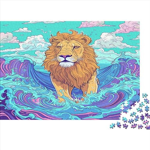 Löwe 1000 Stück Puzzles Für Erwachsene Teenager Stress Abbauen Familien-Puzzlespiel Mit Poster in 1000-teiliges Puzzle Kinder Lernspiel Spielzeug Geschenk Puzzel 1000pcs (75x50cm) von BIDLEAHDV