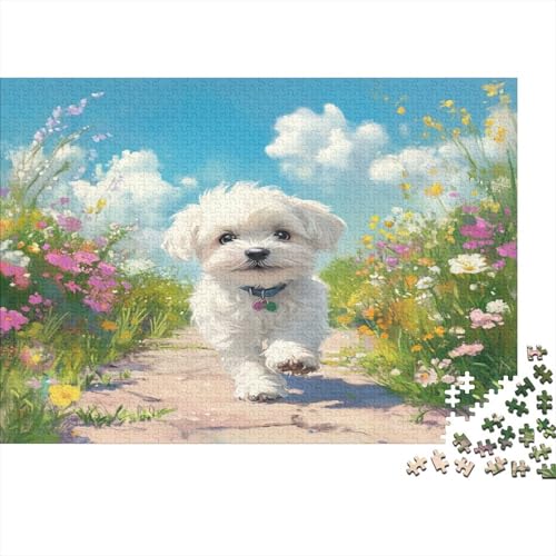 Maltesischr Hund Puzzle 1000 Teile Für Erwachsene Und Kinder Ab 14 Jahren Für Stressabbauer Puzzel 1000pcs (75x50cm) von BIDLEAHDV