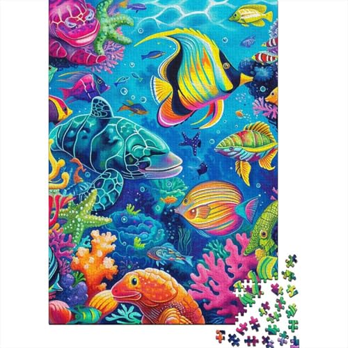 Meeresleben Meeres Tiere Puzzle 1000 Teile Schwer Puzzle Spielzeug Pädagogisches Spiel Impossible Herausforderungsspielzeug Für Erwachsene Kinder 1000pcs (75x50cm) von BIDLEAHDV