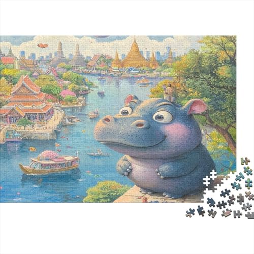 Nilpferd Puzzle 1000 Teile Puzzle Für Erwachsene Und Kinder Ab 14 Jahren Puzzel 1000pcs (75x50cm) von BIDLEAHDV