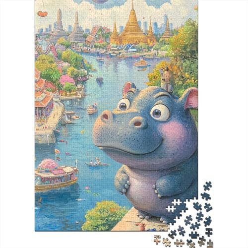 Nilpferd Puzzles 1000 Teile Schwer Puzzle Spielzeug Lernspiel Impossible Herausforderungsspielzeug Für Erwachsene Und Kinder Ab 12 Jahren 1000pcs (75x50cm) von BIDLEAHDV