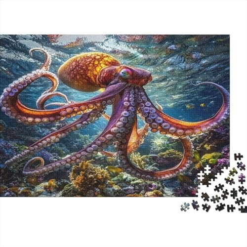 Oktopus Puzzle 1000 Teile,für Erwachsene, Impossible Puzzle,farbenfrohes Legespiel,Geschicklichkeitsspiel Für Die Ganze Familie,Erwachsenenpuzzle Puzzel 1000pcs (75x50cm) von BIDLEAHDV