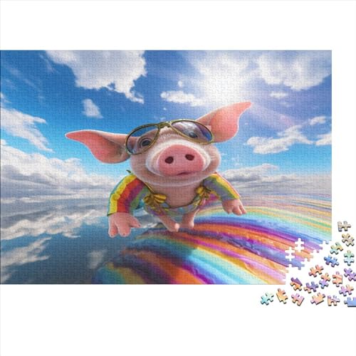 Pink Schweins Puzzlespiel 1000 Teile Erwachsene -Puzzle 1000 Stück Spiel Puzzles Für Erwachsene Kinder Puzzle Erwachsenen Puzzlespiel Puzzel 1000pcs (75x50cm) von BIDLEAHDV