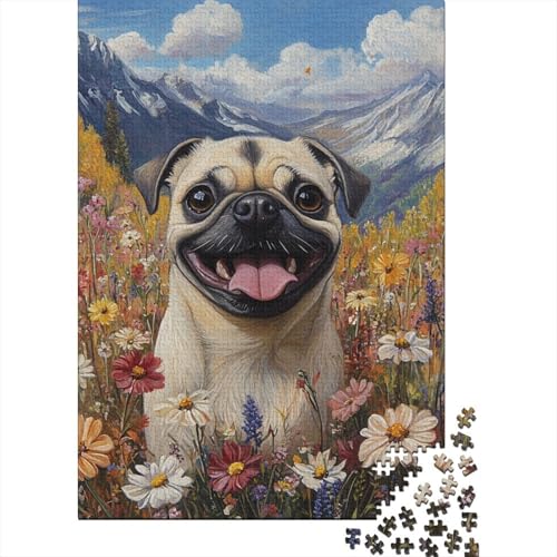 Pug Puzzle 1000 Teile Schwer Puzzle Spielzeug Pädagogisches Spiel Impossible Herausforderungsspielzeug Für Erwachsene Und Kinder Ab 14 Jahren 1000pcs (75x50cm) von BIDLEAHDV
