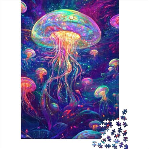 Qualle Puzzle 1000 Teile Schwer Puzzle Spielzeug Lernspiel Impossible Herausforderung Spielzeug Für Erwachsene Kinder 1000pcs (75x50cm) von BIDLEAHDV