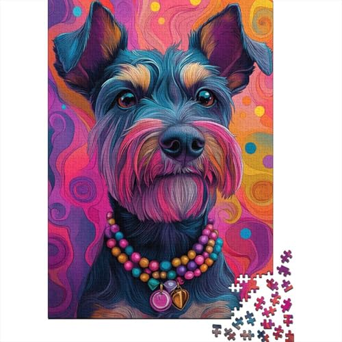 Schnauzer Puzzle 1000 Teile Schwer Puzzle Spielzeug Lernspiel Impossible Herausforderung Spielzeug Für Erwachsene Kinder 1000pcs (75x50cm) von BIDLEAHDV