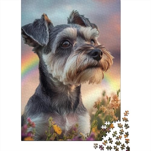 Schnauzer Puzzle 1000-teilige Schwer Puzzle Spielzeug Lernspiel Impossible Herausforderung Spielzeug Für Erwachsene Und Kinder in Bewährter 1000pcs (75x50cm) von BIDLEAHDV