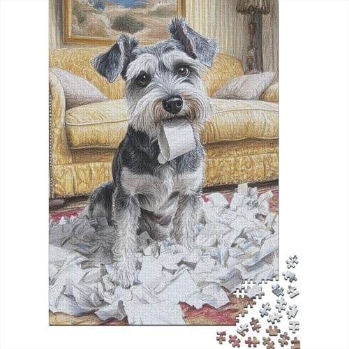 Schnauzer Puzzles 1000 Teile Schwer Puzzle Spielzeug Lernspiel Impossible Herausforderungsspielzeug Für Erwachsene Und Kinder Ab 12 Jahren 1000pcs (75x50cm) von BIDLEAHDV