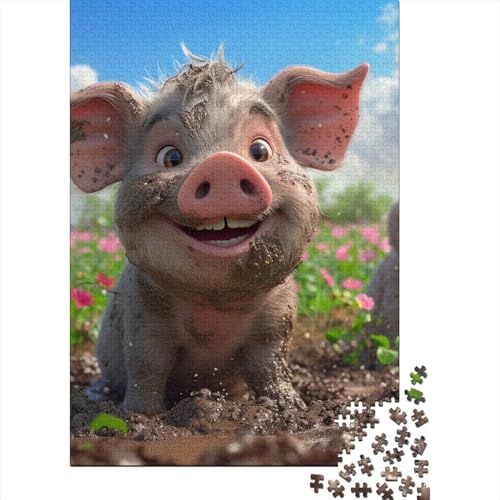 Schwein Puzzle 1000 Teile Schwer Puzzle Spielzeug Lernspiel Impossible Herausforderungsspielzeug Für Erwachsene Und Kinder Ab 12 Jahren 1000pcs (75x50cm) von BIDLEAHDV