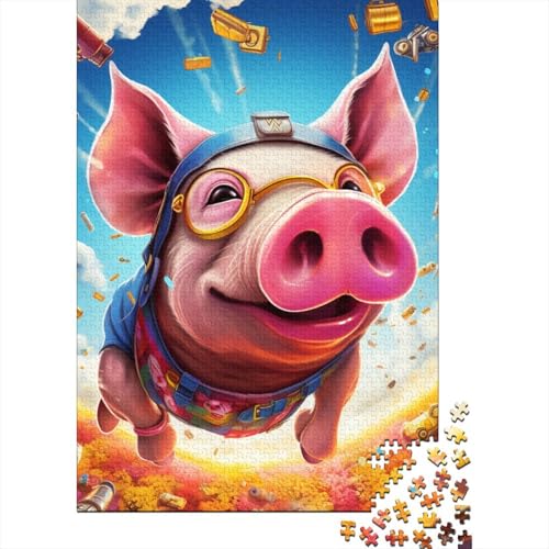 Schwein Puzzle 1000-teilige Schwer Puzzle Spielzeug Lernspiel Impossible Herausforderungsspielzeug Für Erwachsene Und Kinder Ab 14 Jahren 1000pcs (75x50cm) von BIDLEAHDV