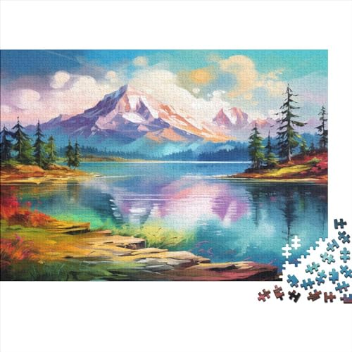 Seen and Snowy Mountains 1000 Teile, Impossible Puzzle,Geschicklichkeitsspiel Für Die Ganze Familie, Erwachsenenpuzzle Ab 14 Jahren Puzzel 1000pcs (75x50cm) von BIDLEAHDV