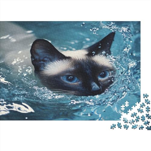 Siamkätzchen Puzzle 1000 Teile,für Erwachsene, Impossible Puzzle,farbenfrohes Legespiel,Geschicklichkeitsspiel Für Die Ganze Familie,Erwachsenenpuzzle Puzzel 1000pcs (75x50cm) von BIDLEAHDV