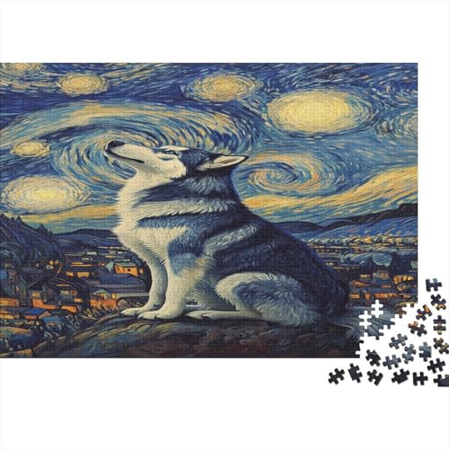 Sibirischer Husky Puzzle 1000 Teile Puzzle Für Erwachsene Und Kinder Ab 14 Jahren Puzzel 1000pcs (75x50cm) von BIDLEAHDV