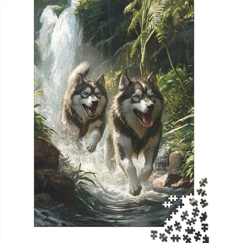 Sibirischer Husky Puzzle 1000 Teile Schwer Puzzle Spielzeug Pädagogisches Spiel Impossible Herausforderung Spielzeug Für Erwachsene Kinder 1000pcs (75x50cm) von BIDLEAHDV