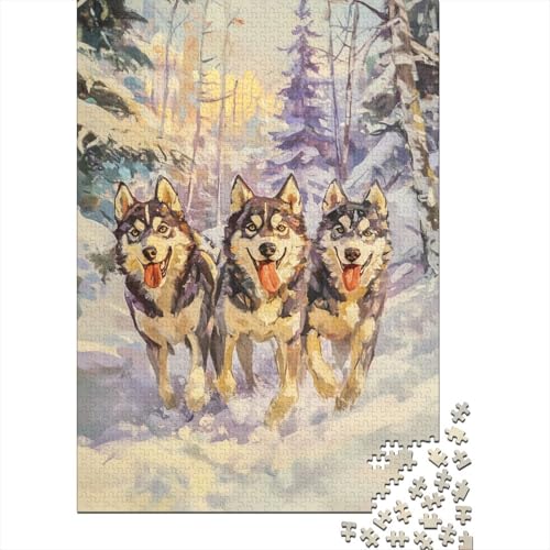 Sibirischer Husky Puzzles 1000 Teile Schwer Puzzle Spielzeug Pädagogisches Spiel Impossible Herausforderungsspielzeug Für Erwachsene Kinder 1000pcs (75x50cm) von BIDLEAHDV