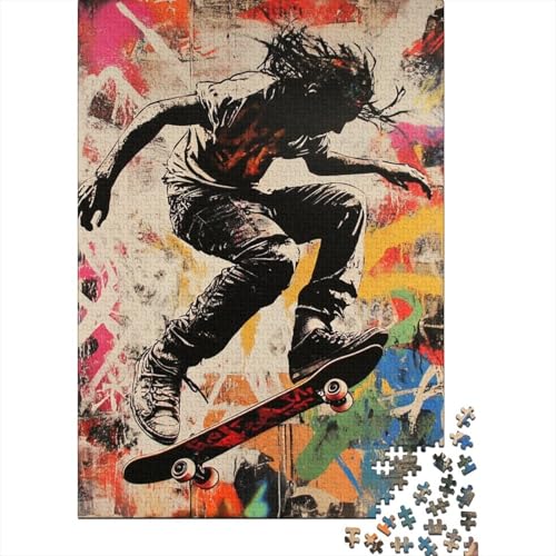 Skateboarding Puzzle 1000-teilige Schwer Puzzle Spielzeug Lernspiel Impossible Herausforderungsspielzeug Für Erwachsene Und Kinder Ab 12 Jahren 1000pcs (75x50cm) von BIDLEAHDV