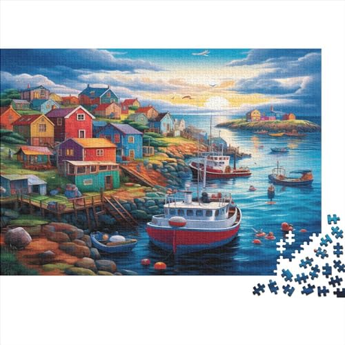 Sonnenuntergang über dem Hafen Puzzle 1000 Teile Erwachsener Kniffel Spaß Für Die Ganze Familie - Abwechslungsreiche 1000 Puzzleteilige Motive Puzzlespiel Erwachsene, Puzzel 1000pcs (75x50cm) von BIDLEAHDV