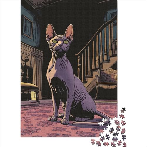 Sphinxkatze Puzzles 1000 Teile Schwer Puzzle Spielzeug Lernspiel Impossible Herausforderung Spielzeug Für Erwachsene Kinder 1000pcs (75x50cm) von BIDLEAHDV