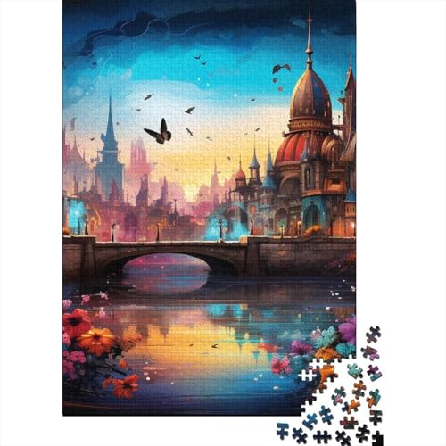Stadtlandschaft Puzzle 1000 Teile Schwer Puzzle Spielzeug Lernspiel Impossible Herausforderung Spielzeug Für Erwachsene Kinder 1000pcs (75x50cm) von BIDLEAHDV